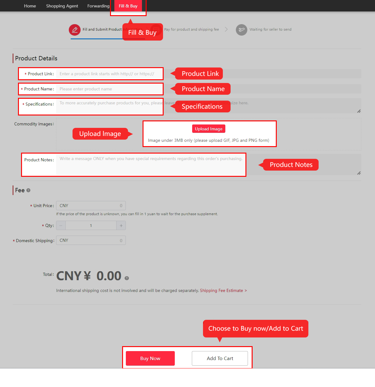 Use Fill & Buy when an automatic listing cannot be loaded.