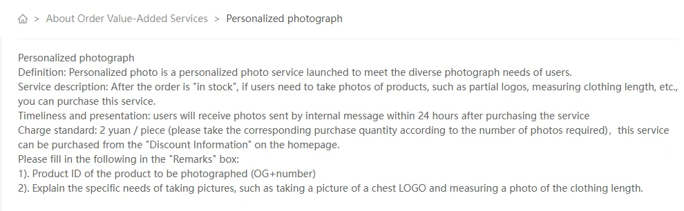 Kakobuy help article on personalized photographs at 2 yuan per piece delivered within 24 hours